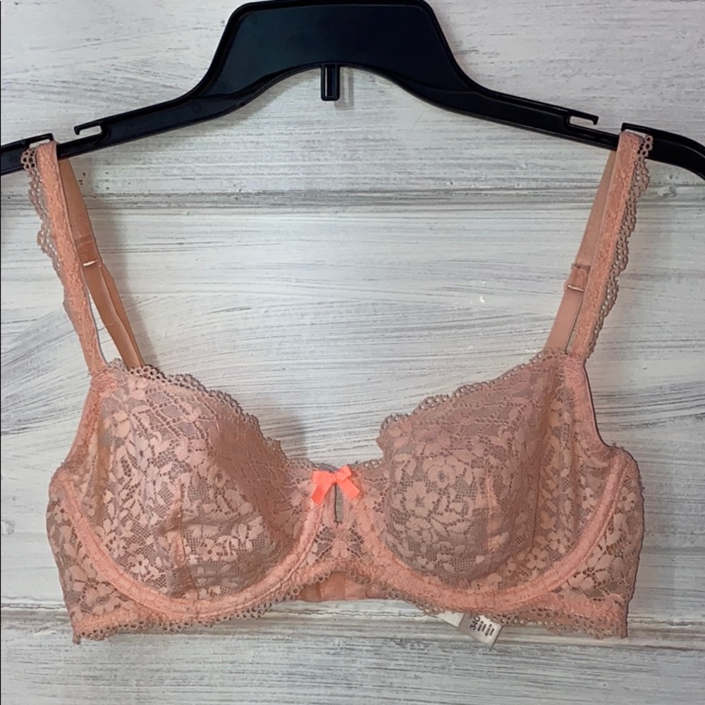 peach lace bra